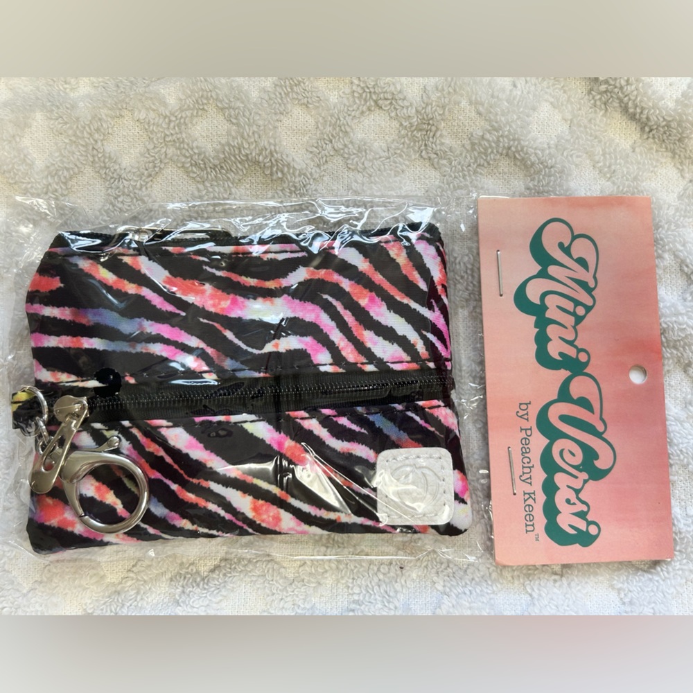 MIni Versi bag with Face Mask - NWT in bag - colorful zebra print - keychain